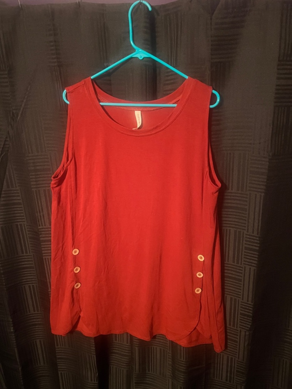 Zenana Outfitters Red Sleeveless Tank with Side Button Accents